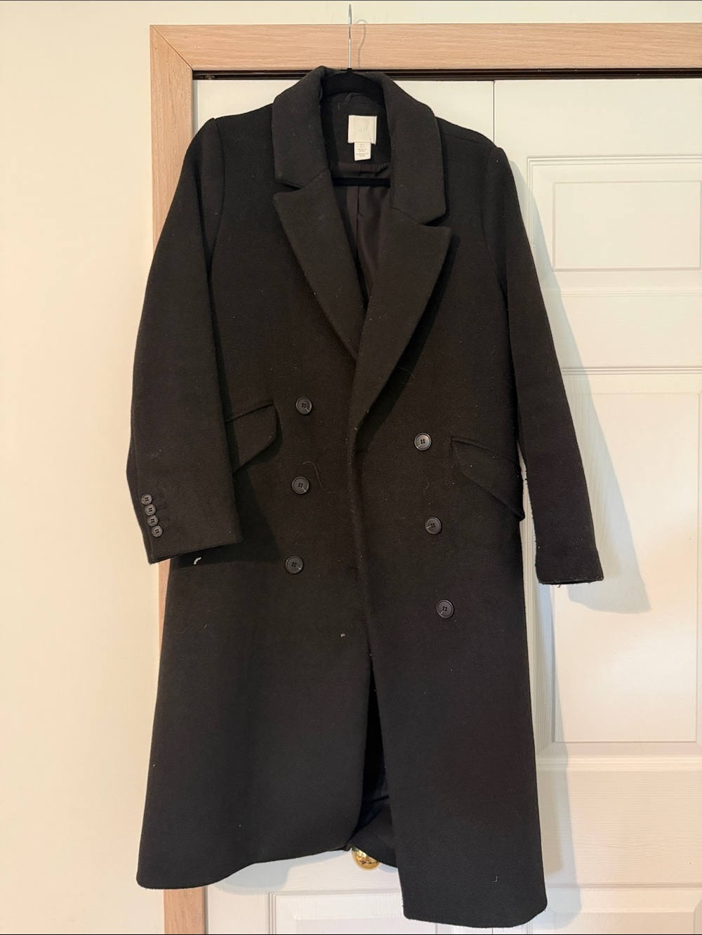 H&M Black Double-Breasted Pea Coat